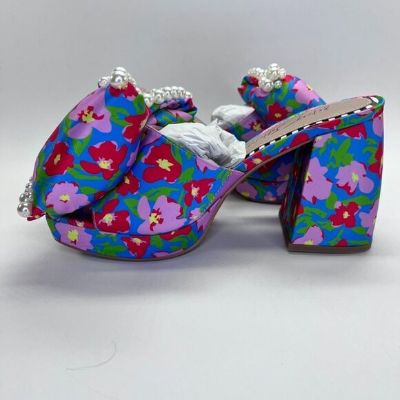 Betsy Johnson Maccie Platform Sandal Womens Size 7 in Blue Multi Floral Pearls - Picture 5 of 15